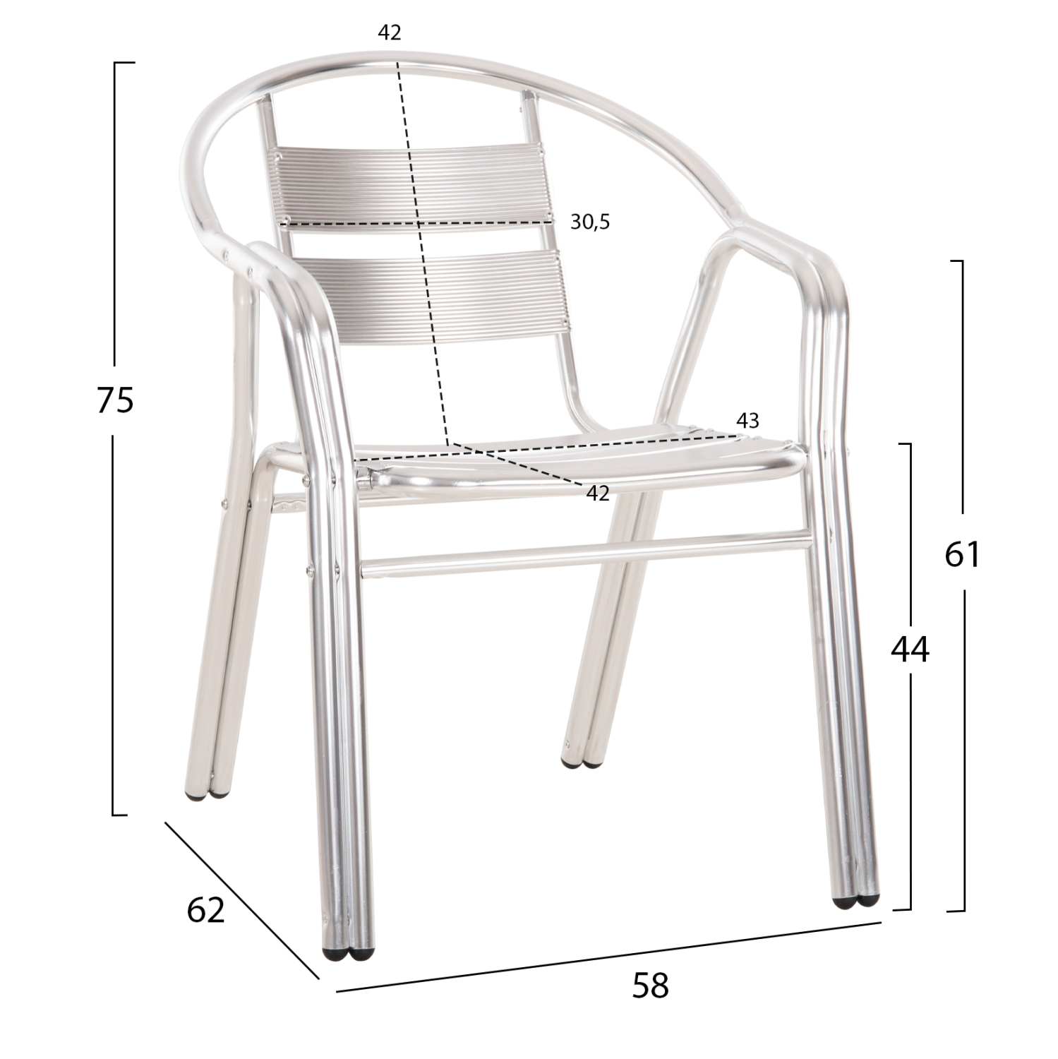Karrige ALUMINI MORIS EH5018 58x62x75Hcm. - Figura 2
